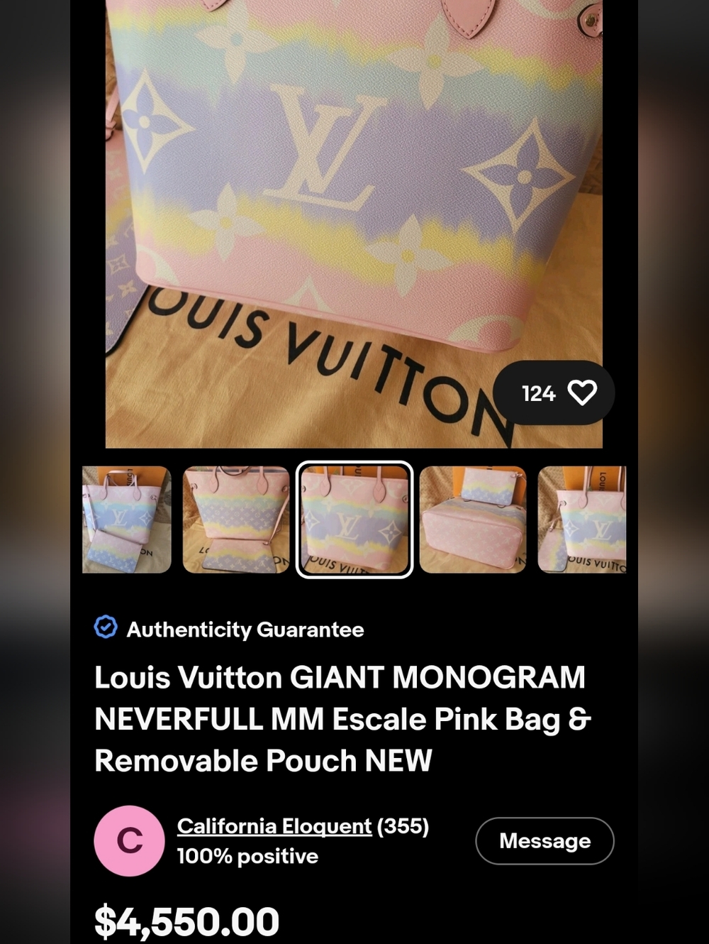 Louis Vuitton Pastel Monogram Neverfull Tote - Pink Multicolor - Picture 9 of 16